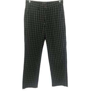 Vurt Mens Plaid Flat Front Straight Leg Chino Trousers Size 30 x 30 Black Gray